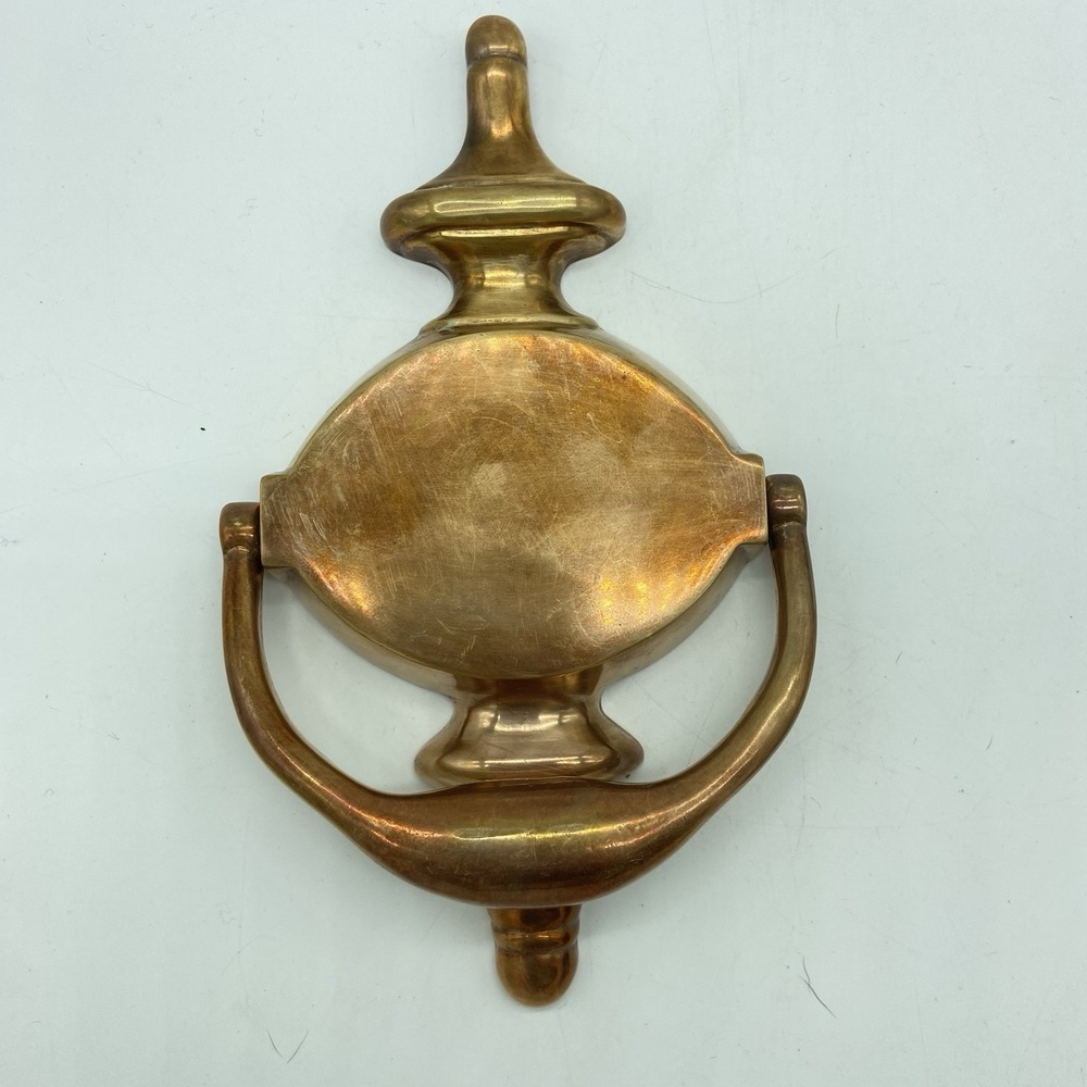 Vintage Solid Brass Door Knocker Colonial Urn Style Heavy Polished Brass 7.5"